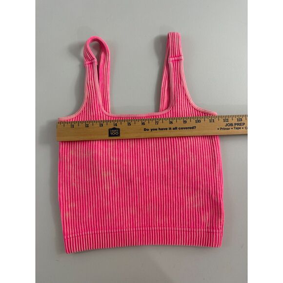 Zenana Women's Hot Pink Ribbed Tank Top Shelf Bra Removable Pads Size S / M - Picture 6 of 9